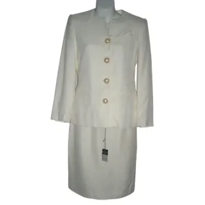 Vintage 90's Petite Sophisticate Suit Plaid Ivory Pearl Buttons Blazer Suit NWT
