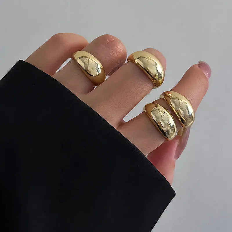 Vintage Geometric Irregular Open Round Ring Set