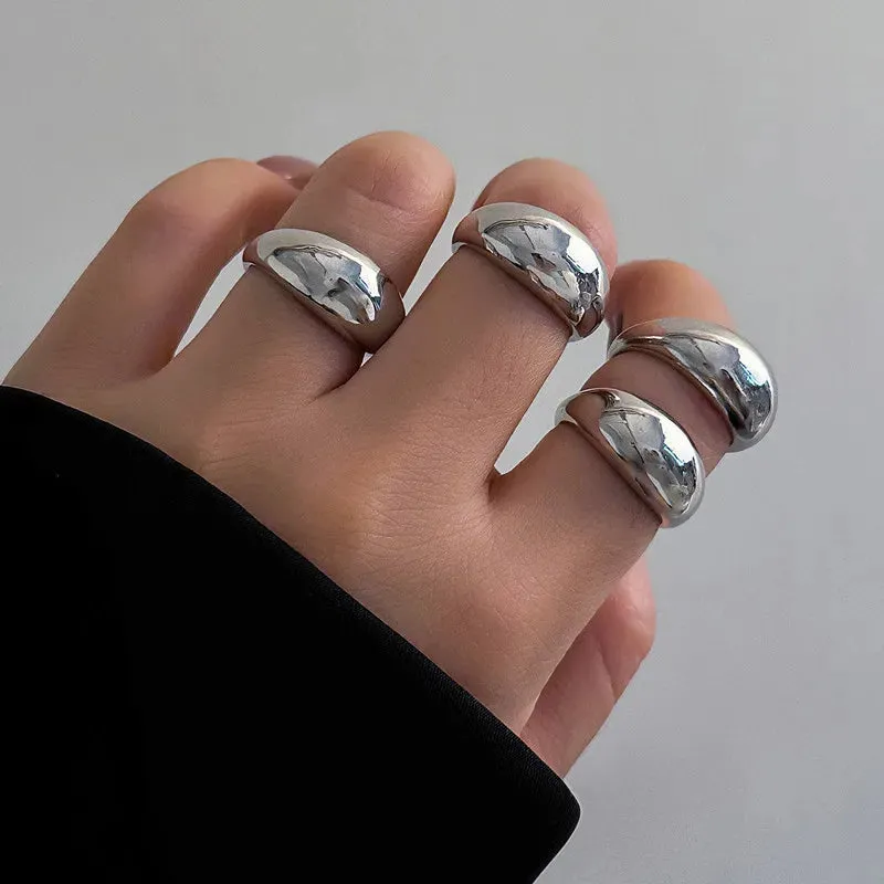 Vintage Geometric Irregular Open Round Ring Set
