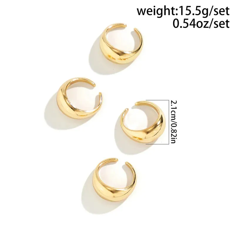 Vintage Geometric Irregular Open Round Ring Set
