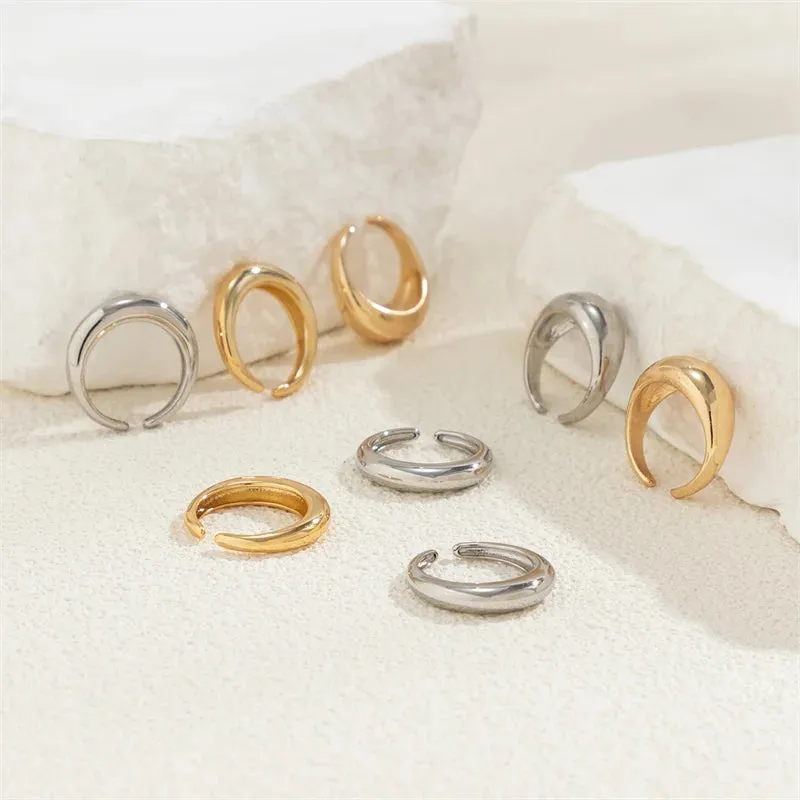 Vintage Geometric Irregular Open Round Ring Set