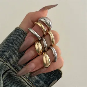 Vintage Geometric Irregular Open Round Ring Set