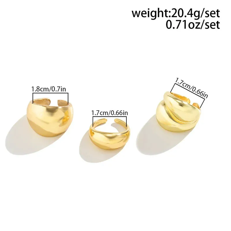 Vintage Geometric Irregular Open Round Ring Set