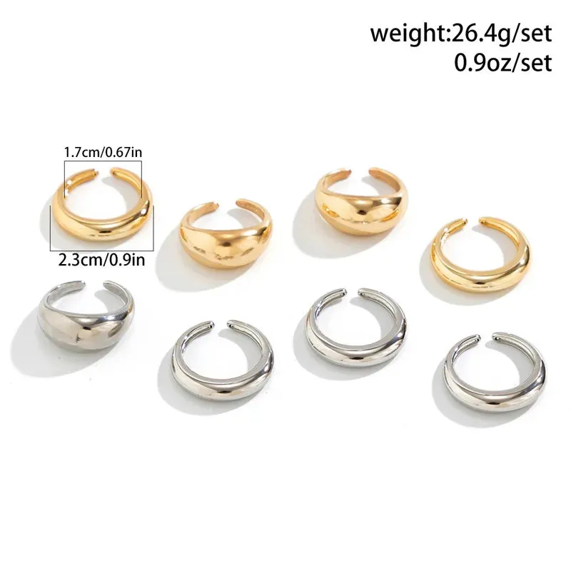 Vintage Geometric Irregular Open Round Ring Set