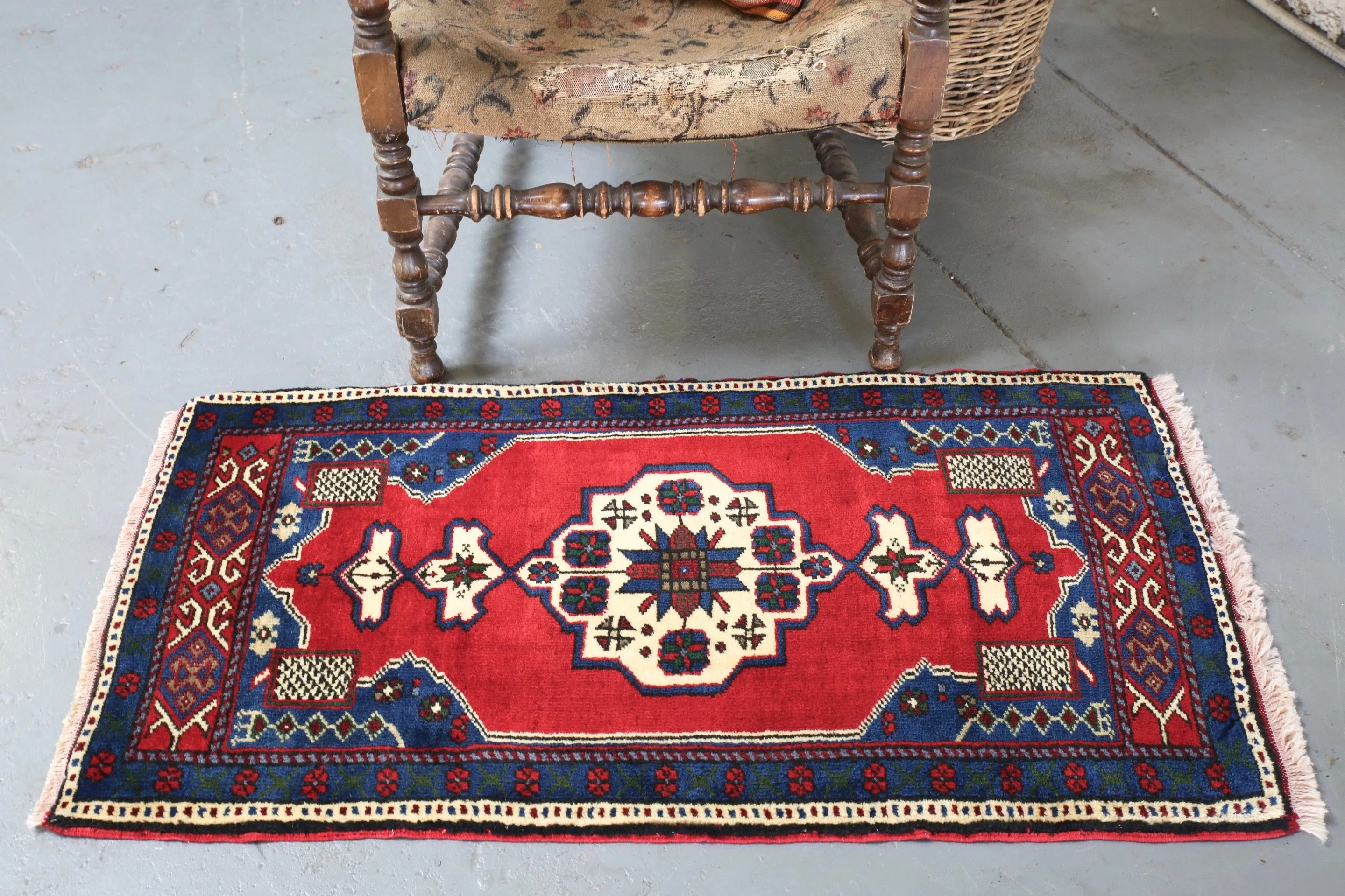 Vintage Mini Turkish Rug 24inx48in