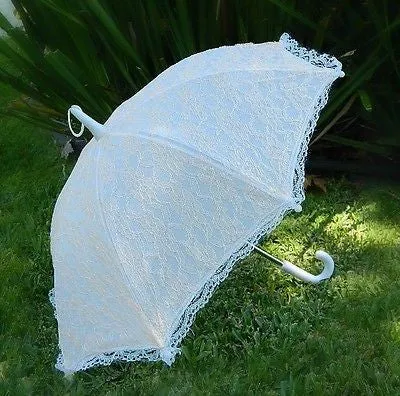 Vintage Style Peach Lace Small Wedding Parasol Umbrellas Country Chic Photo Prop