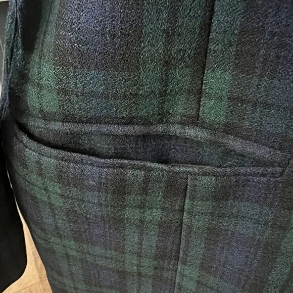 Vintage SZ 3/4 Black Watch Plaid Blazer Velvet Brass Dark Academia Schoolgirl
