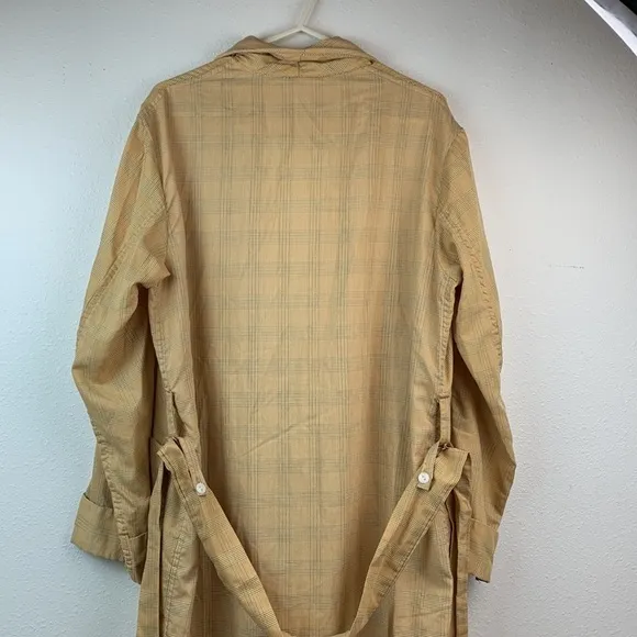 Vintage tartan plaid cotton button wrap waist, old school retro lounge robe EUC