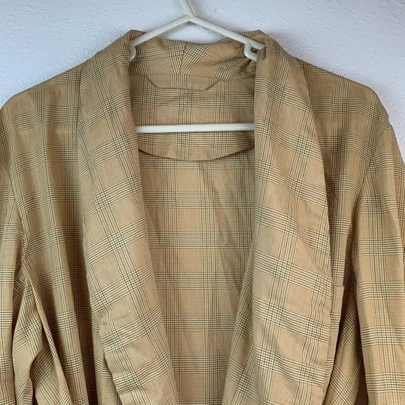 Vintage tartan plaid cotton button wrap waist, old school retro lounge robe EUC