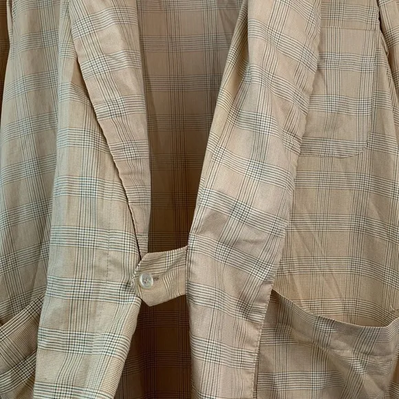 Vintage tartan plaid cotton button wrap waist, old school retro lounge robe EUC