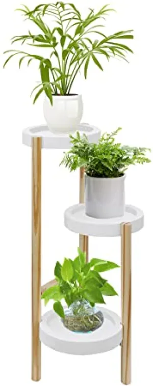 Welland Pine 3 Tier Corner Plant Stand Tall Indoor Plant Holders Plant Display Rack for Home Garden - Retails $75 