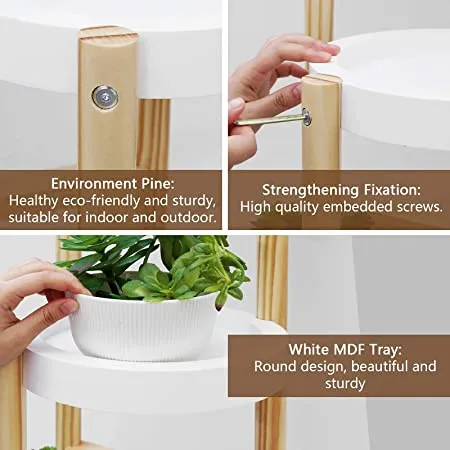 Welland Pine 3 Tier Corner Plant Stand Tall Indoor Plant Holders Plant Display Rack for Home Garden - Retails $75 