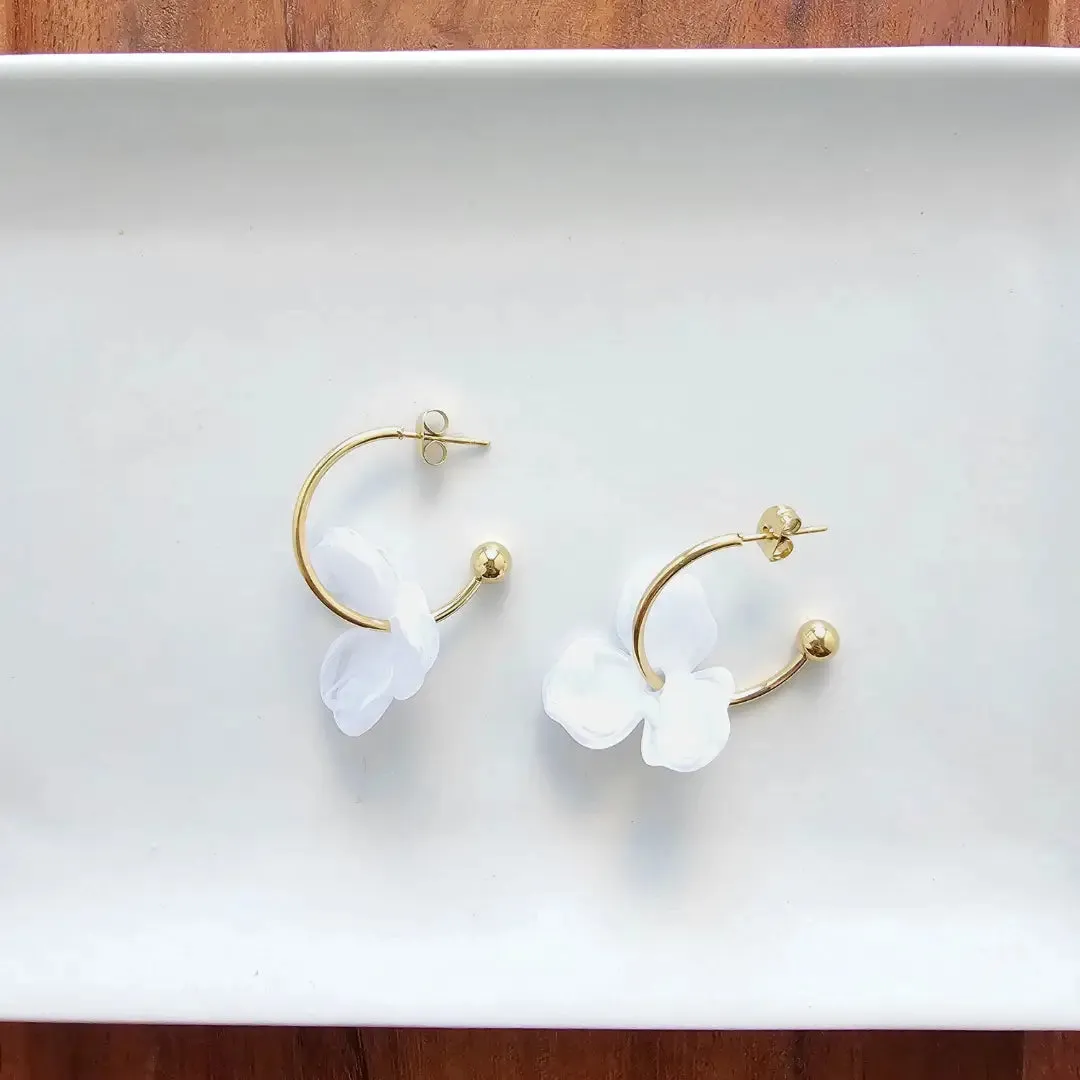 White Flower Magnolia Hoops