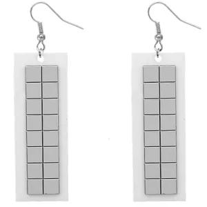 White Rectangular Reflector Drop Earrings