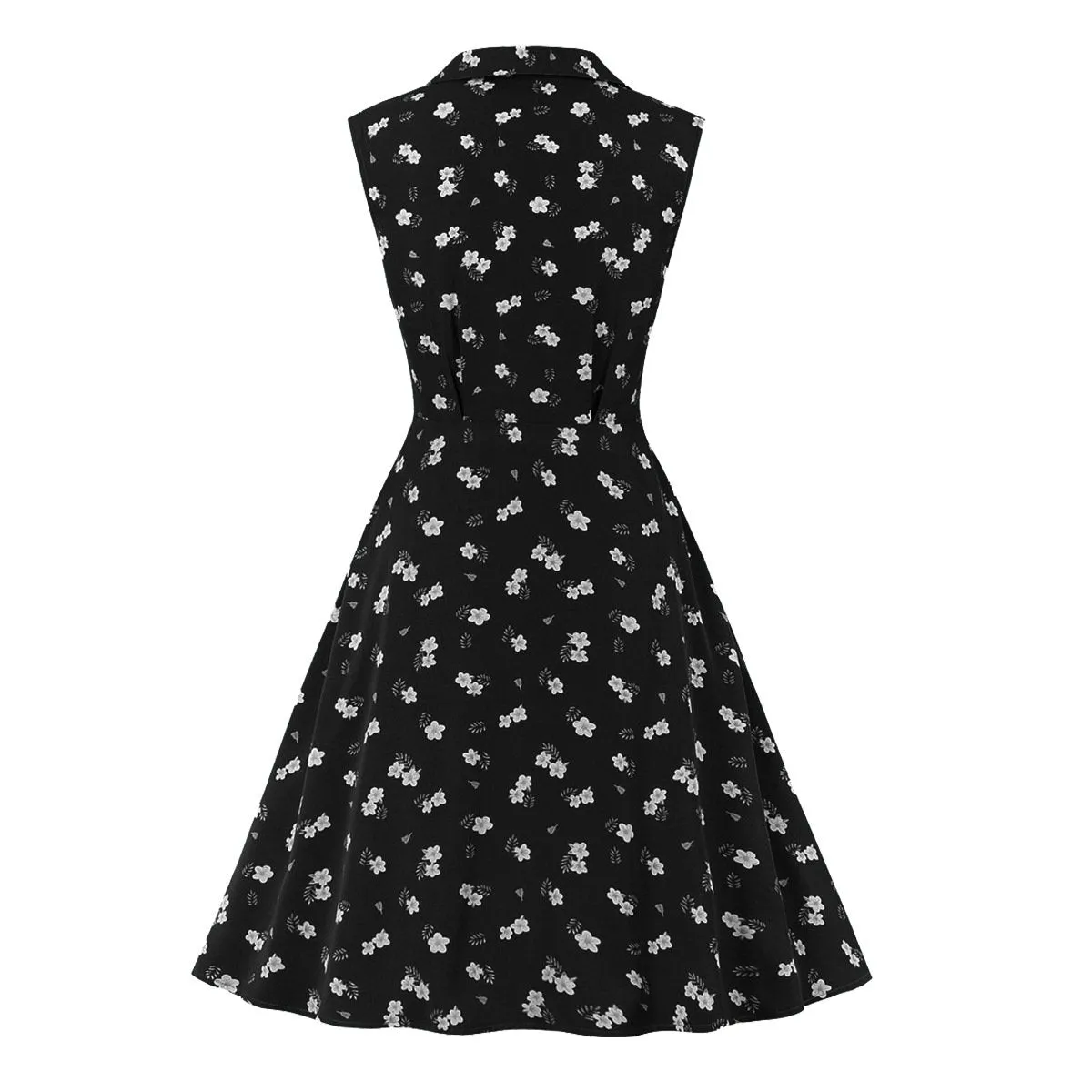 Women Turnover Colloar Floral Retro Dresses