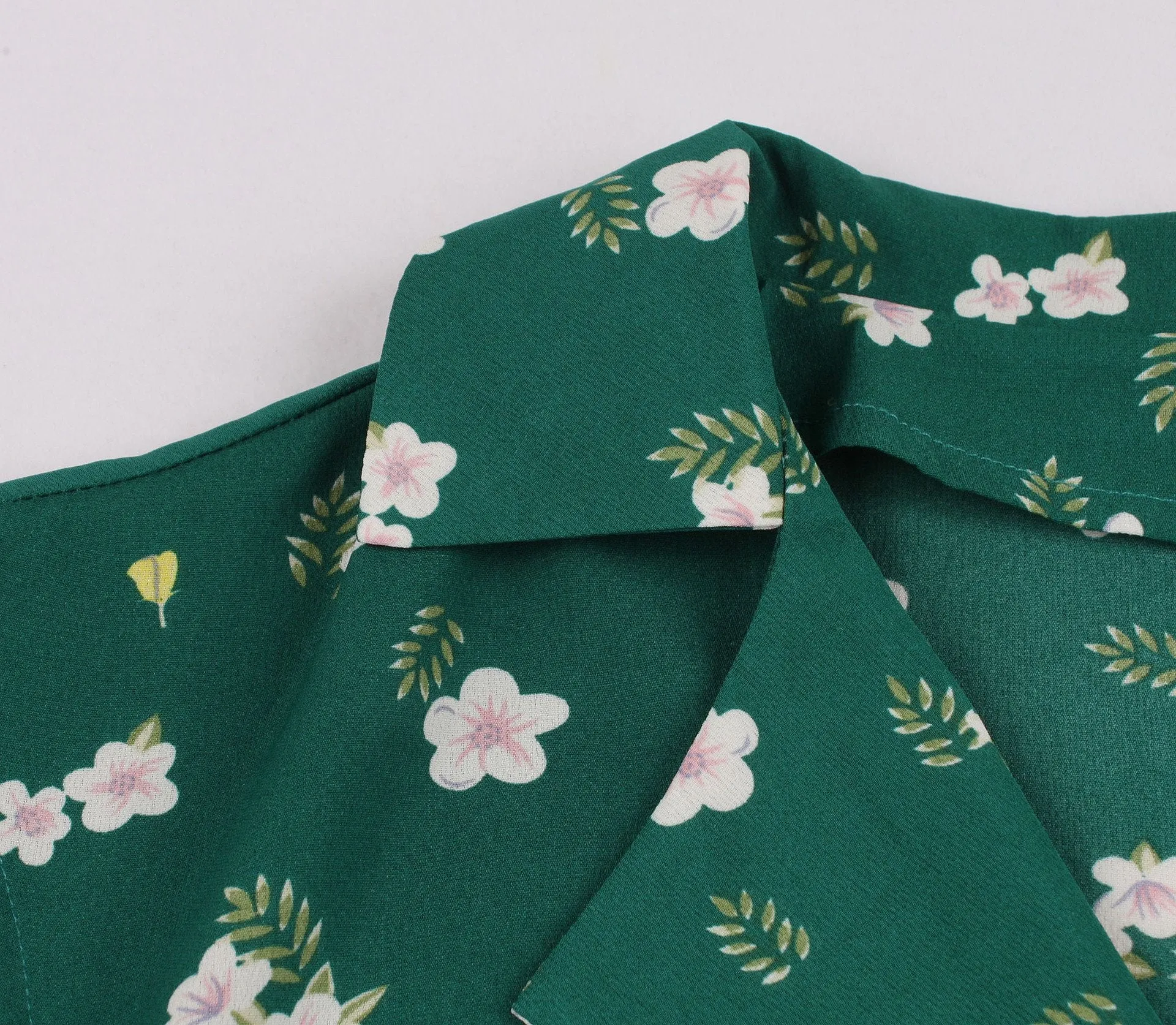 Women Turnover Colloar Floral Retro Dresses