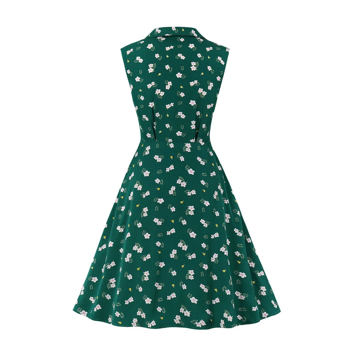 Women Turnover Colloar Floral Retro Dresses