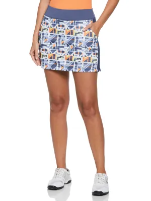 Womens 16" Geo Print Color Block Golf Skort