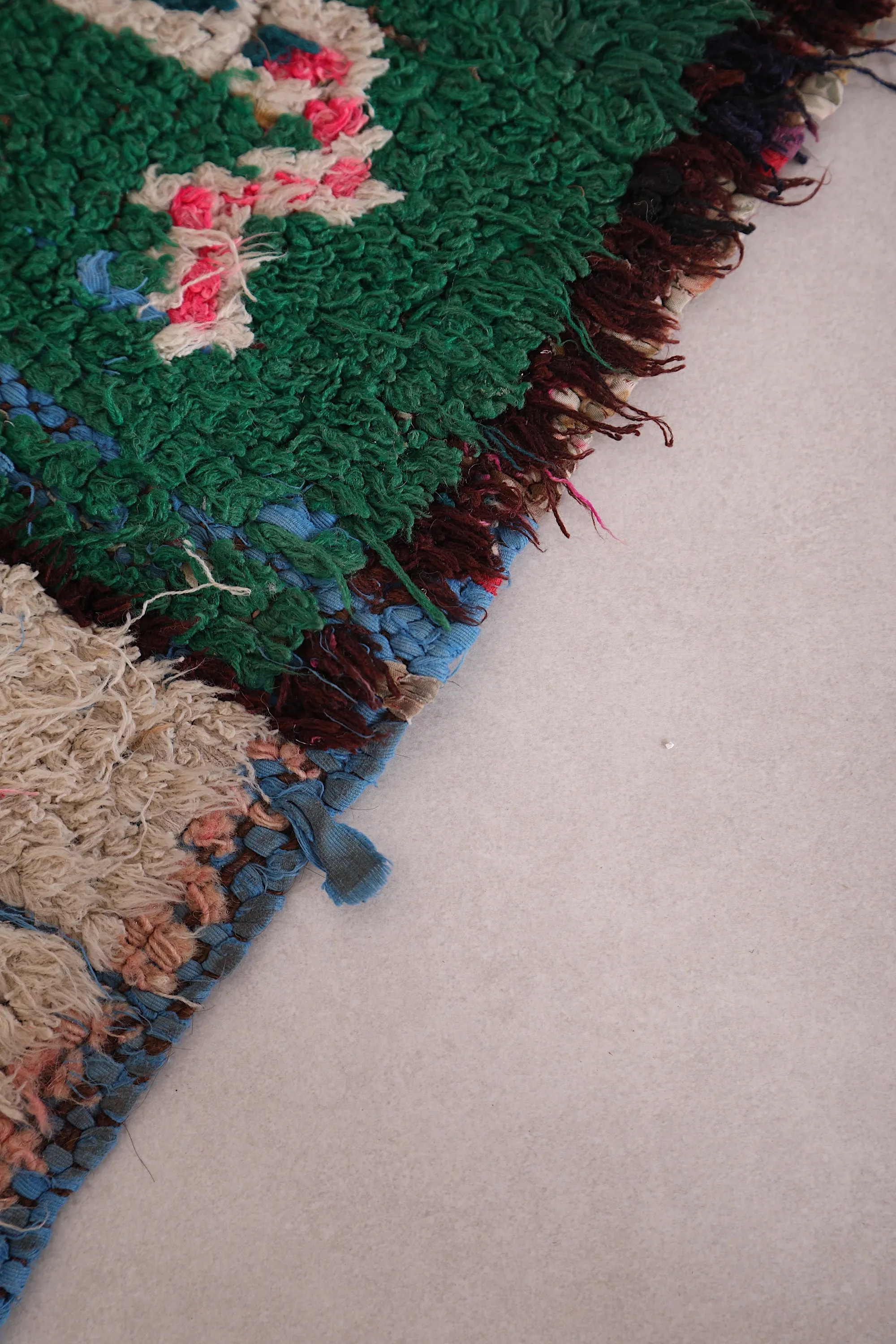 Wool Moroccan Rug 2.6 x 6.2 FT - Vibrant Patchwork Design