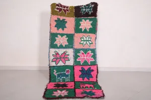 Wool Moroccan Rug 2.6 x 6.2 FT - Vibrant Patchwork Design