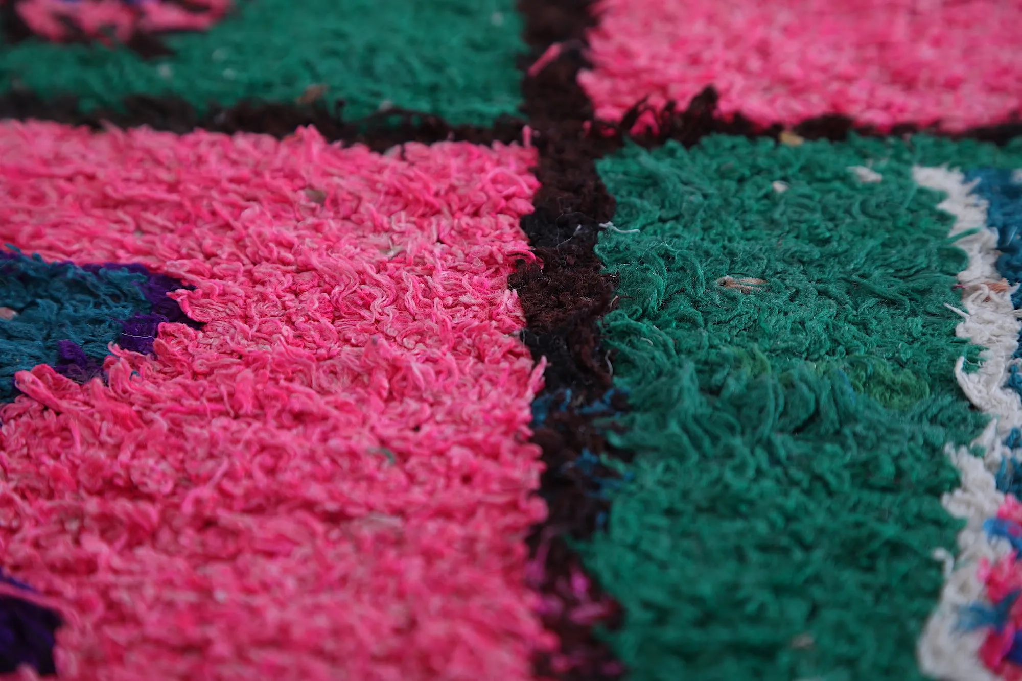 Wool Moroccan Rug 2.6 x 6.2 FT - Vibrant Patchwork Design