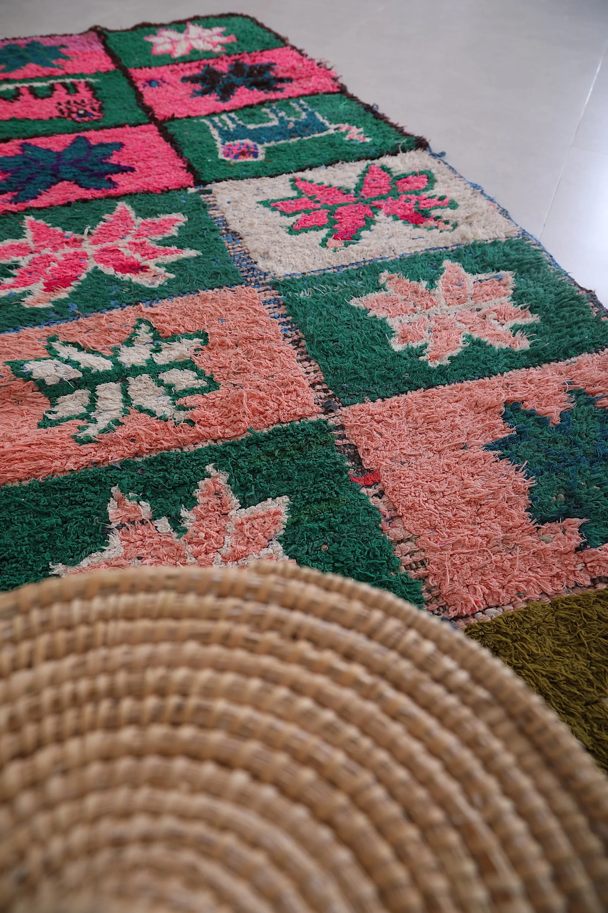 Wool Moroccan Rug 2.6 x 6.2 FT - Vibrant Patchwork Design
