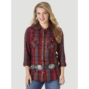 Wrangler Women's Wrangler Retro® Long Sleeve Flannel Plaid Shirt - Purple