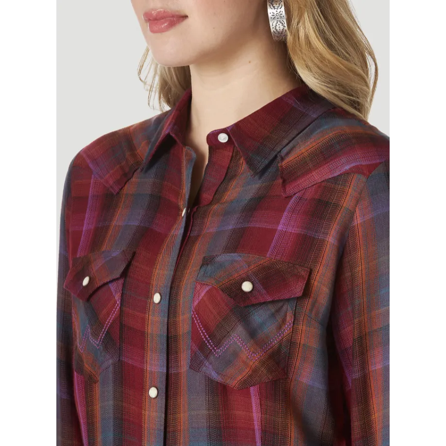 Wrangler Women's Wrangler Retro® Long Sleeve Flannel Plaid Shirt - Purple