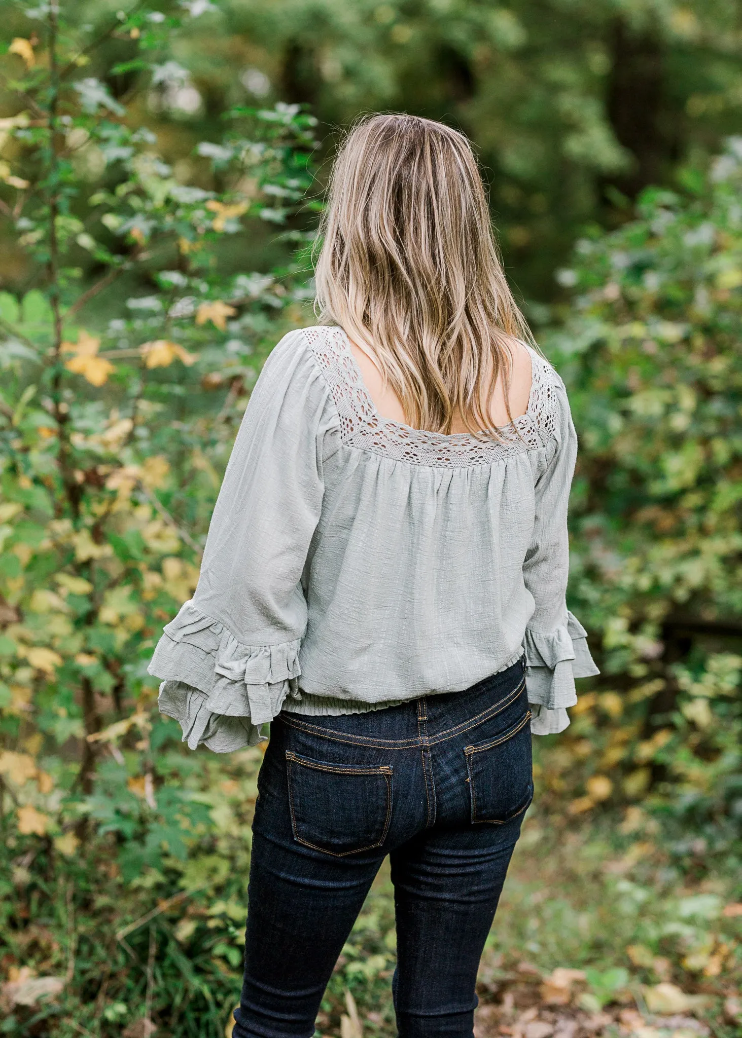 X Sea Foam Open Work Trim Top