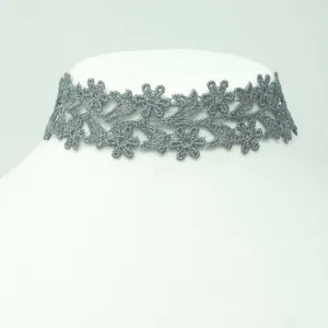 Zara Wide Choker Necklace in Silver Gray