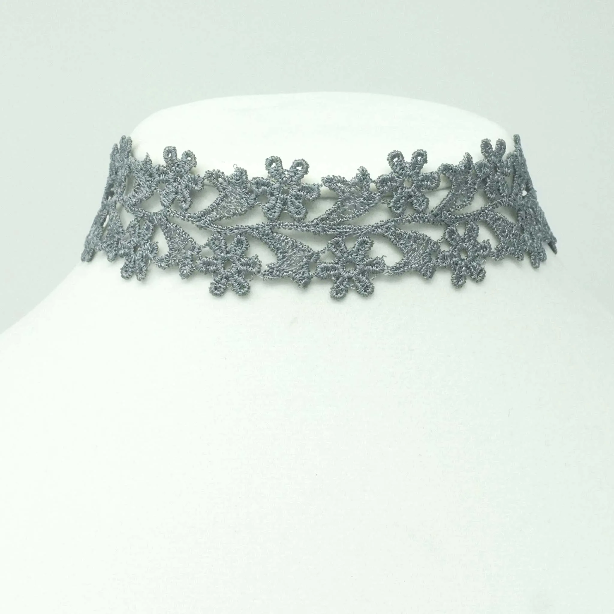 Zara Wide Choker Necklace in Silver Gray