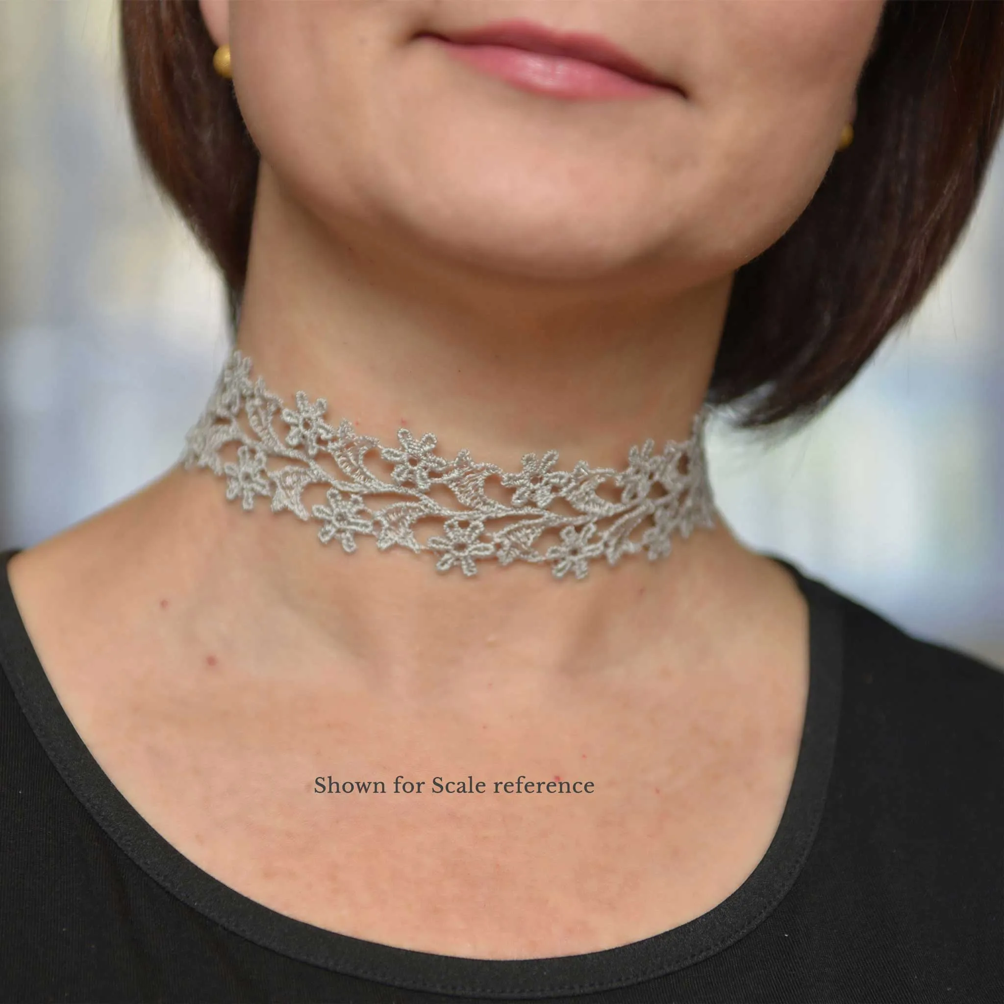 Zara Wide Choker Necklace in Silver Gray